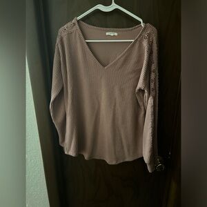 Women's V-Neck Knit Top - Dusty Rose